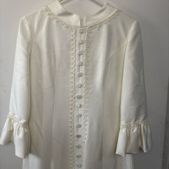 Vintage Lorrie Deb of San Francisco 1950s Ivory Wedding Dress Cape Train SZ 9 10 - Picture 3 of 15